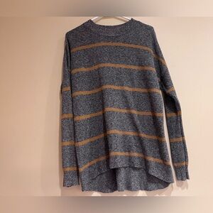 American Eagle Sweater Black/Grey with Mustard Stripes Jegging Fit Pullover SM